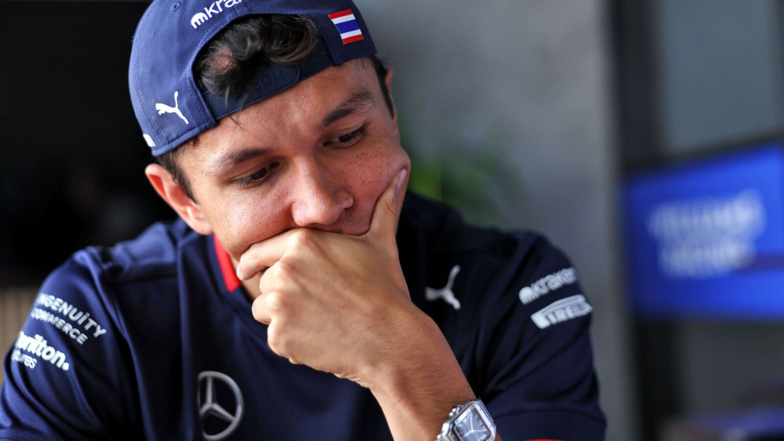 Alex Albon in thought