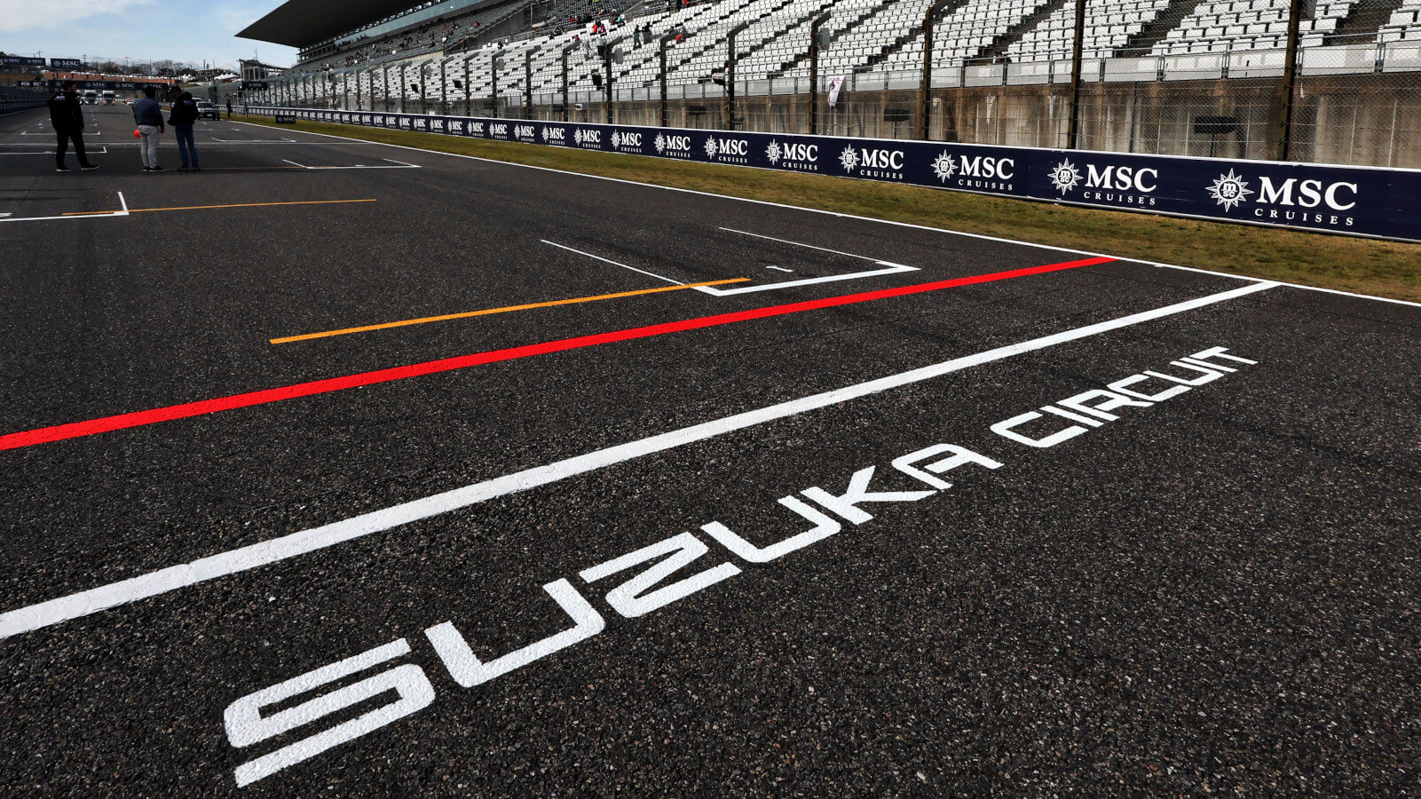 The Suzuka circuit with signage painted on the track