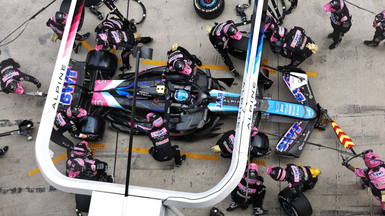 Pierre Gasly makes a pit stop