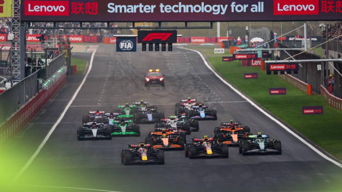 Max Verstappen leads at the start of the 2024 Chinese Grand Prix