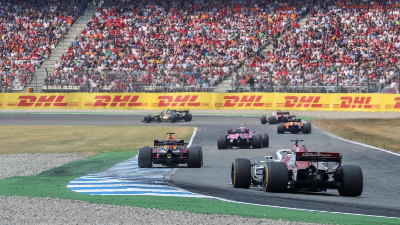 Race action at Hockenheim during the 2018 German Grand Prix.