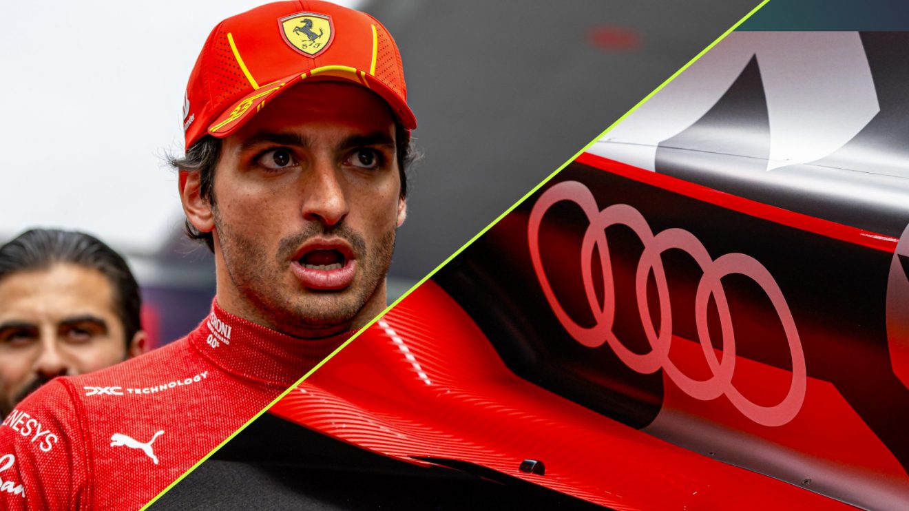 Carlos Sainz, Ferrari, 2024 Chinese Grand Prix, with Audi logo.