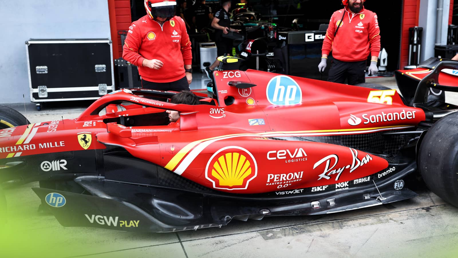 Ferrari SF-24 car in garage