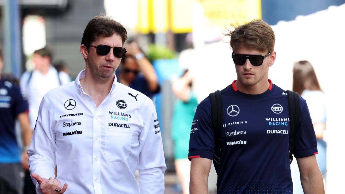 Williams team principal James Vowles with Logan Sargeant.