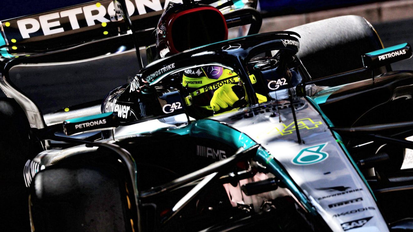 Lewis Hamilton up close in the Mercedes W15