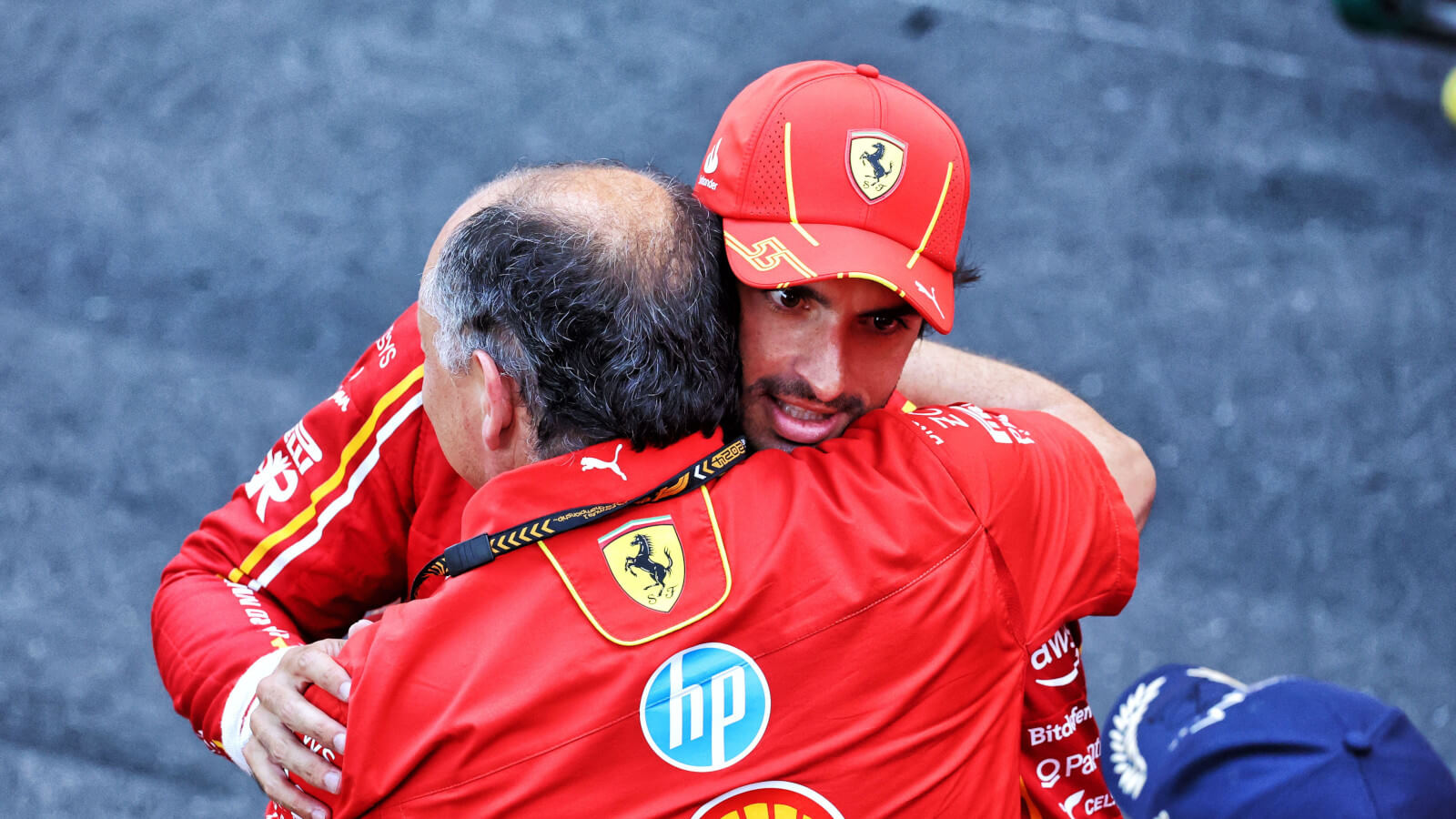 Ferrari boss Fred Vasseur and Carlos Sainz