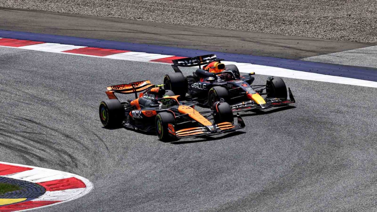Lando Norris and Max Verstappen side by side.