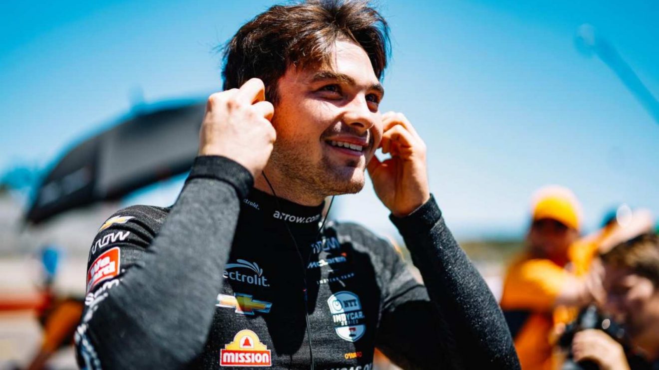 Pato O'Ward of Arrow McLaren is the first driver to win in IndyCar's hybrid era