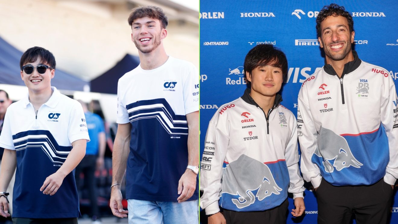 Yuki Tsunoda with Pierre Gasly and Daniel Ricciardo
