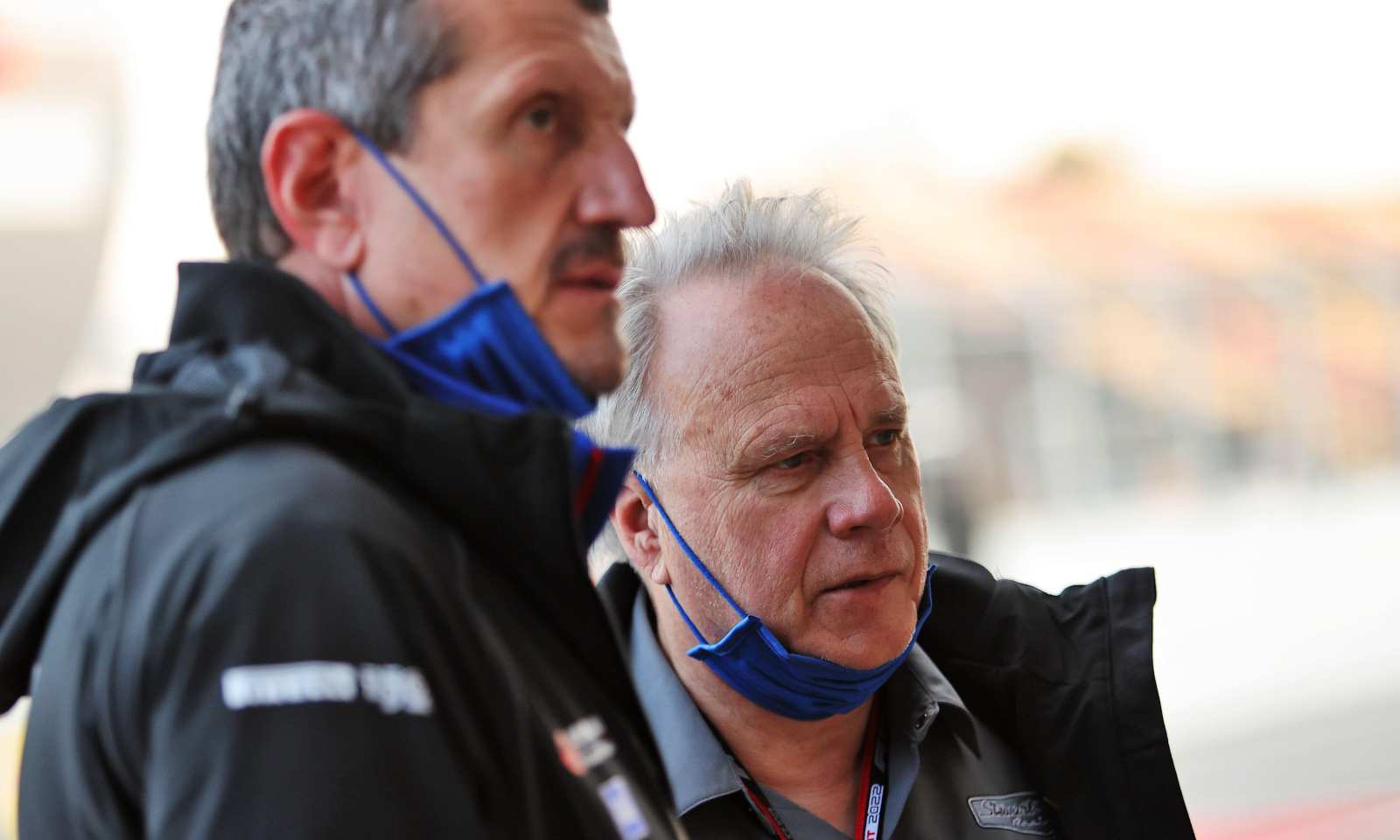 Gene Haas and Guenther Steiner during Formula 1 pre-season testing in 2022.