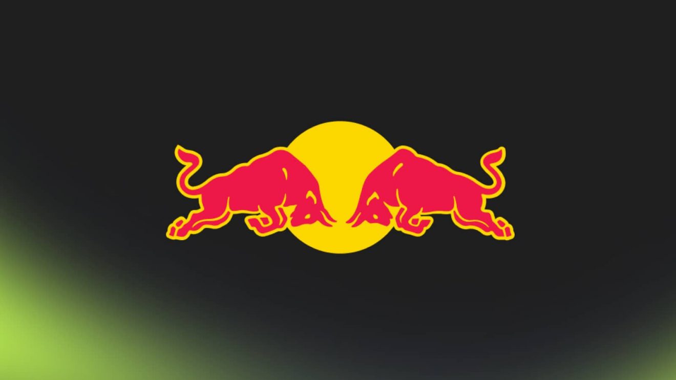 The Red Bull logo on a black background with PlanetF1.com's trademark lime-green mist at the bottom