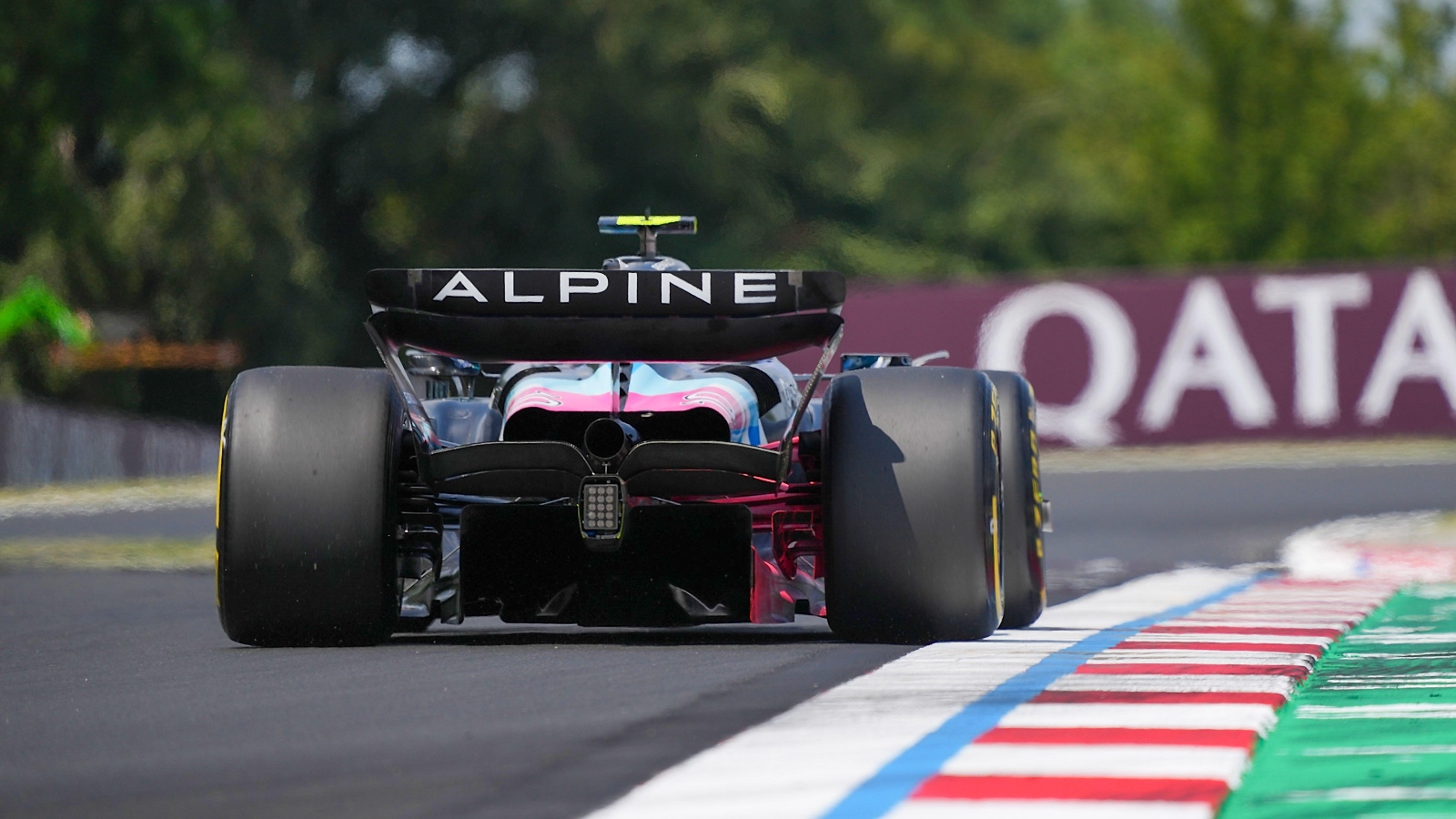 The Alpine logo on the rear wing of their car