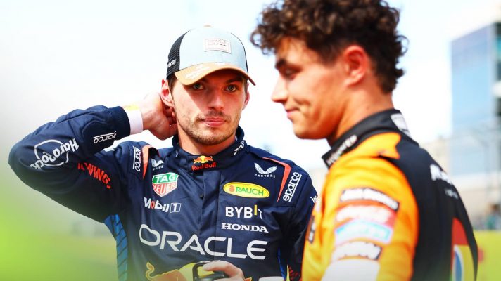 Max Verstappen and Lando Norris on the grid in Austin