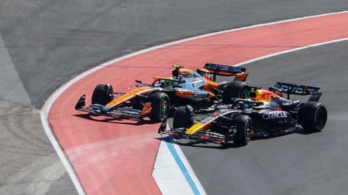 Lando Norris and Max Verstappen fighting for position