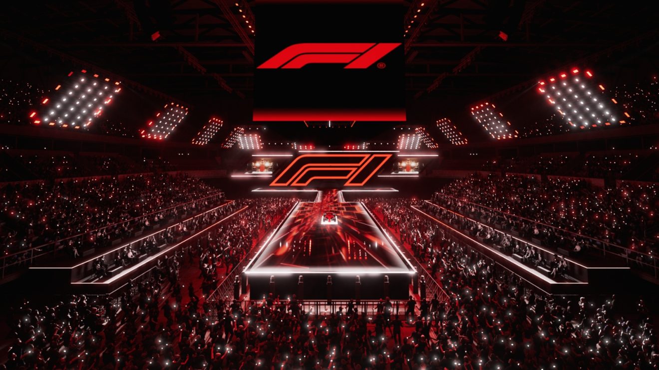 A mock up of the F1 75 event at the O2 Arena.