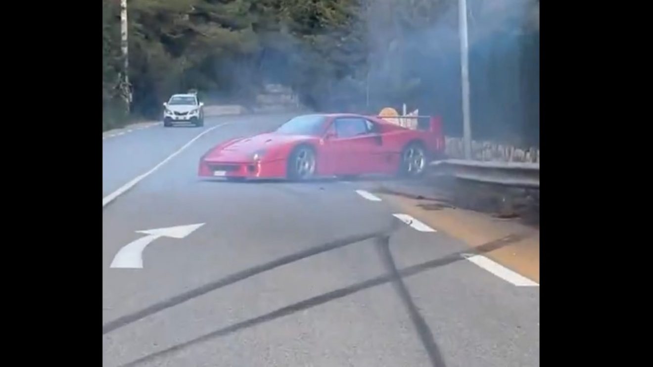 Ferrari F40 allegedly belonging to Lando Norris crashes.