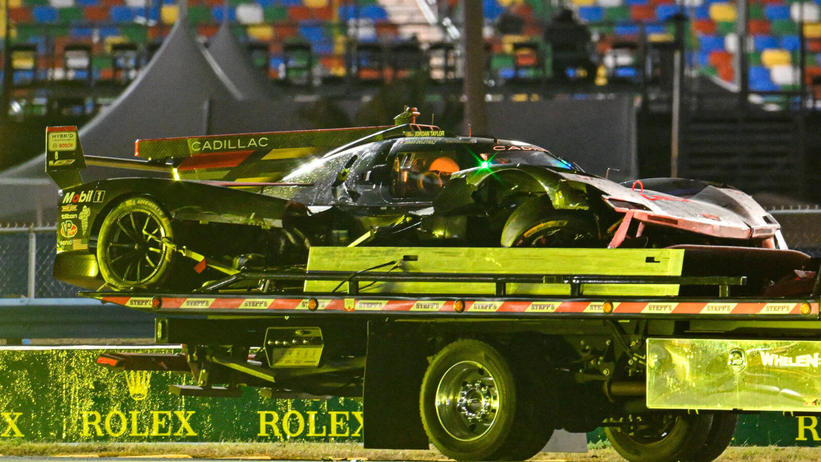 Louis Deletraz's crashed Cadillac at Daytona
