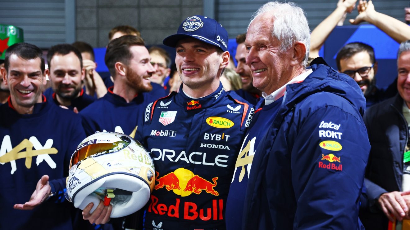 Max Verstappen alongside Helmut Marko
