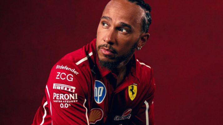Lewis Hamilton in F1 2025 Ferrari team kit