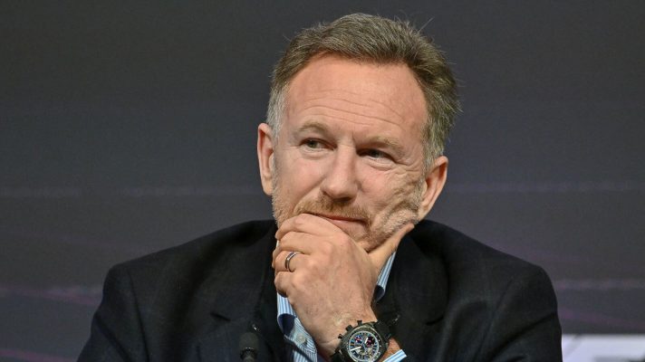 Christian Horner speaking at the F1 75 press conference