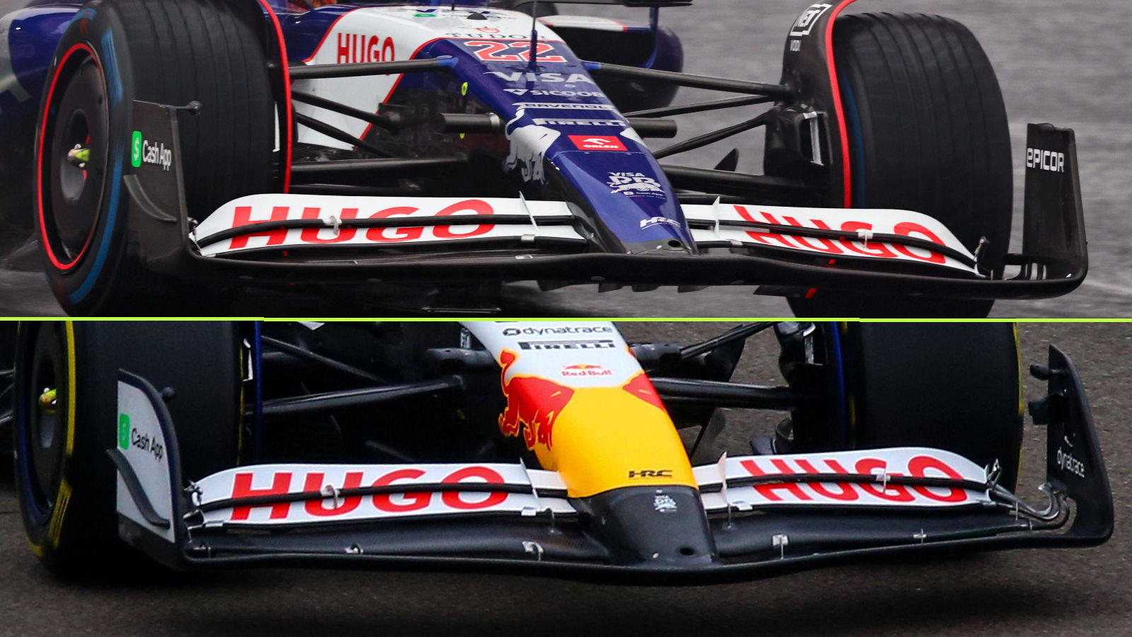 Racing Bulls front wing comparison
