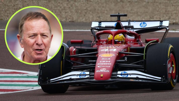 Lewis Hamilton Ferrari SF-25 and Martin Brundle