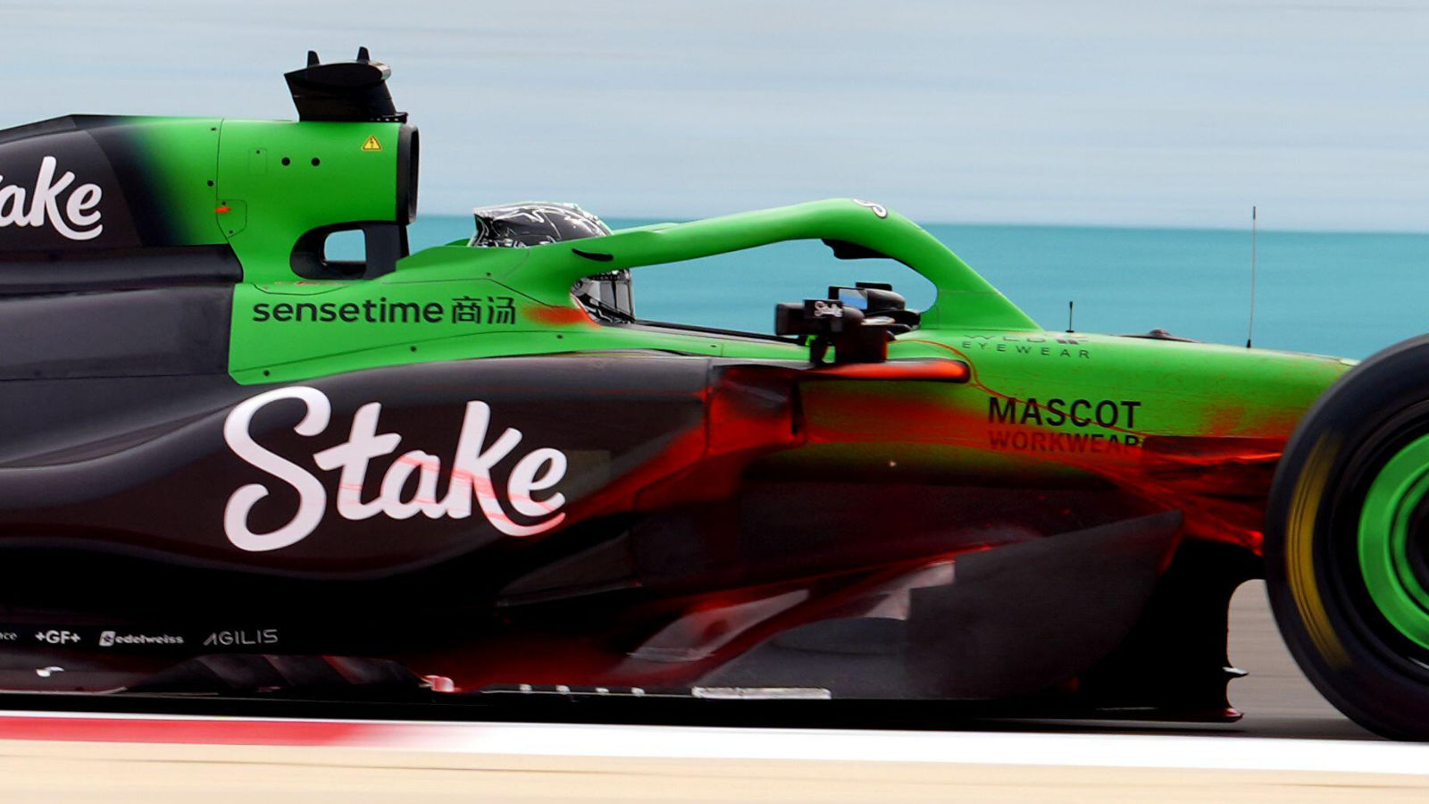 Sauber C45 sidepod with flo-viz painted on the front suspension