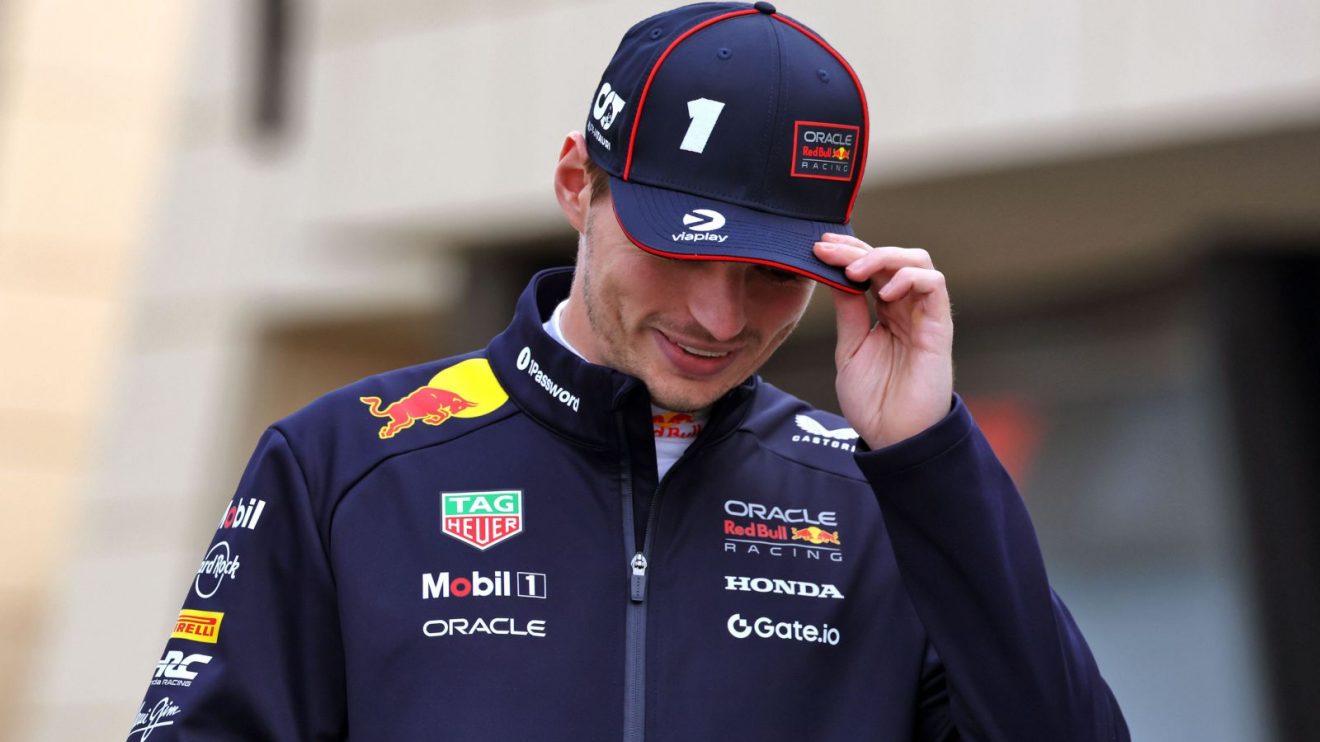 Red Bull's Max Verstappen adjusts his cap at the F1 2025 pre-season test in Bahrain