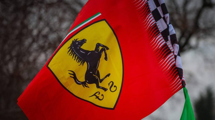 The Ferrari flag flown during an F1 2025 pre-season test at Fiorano