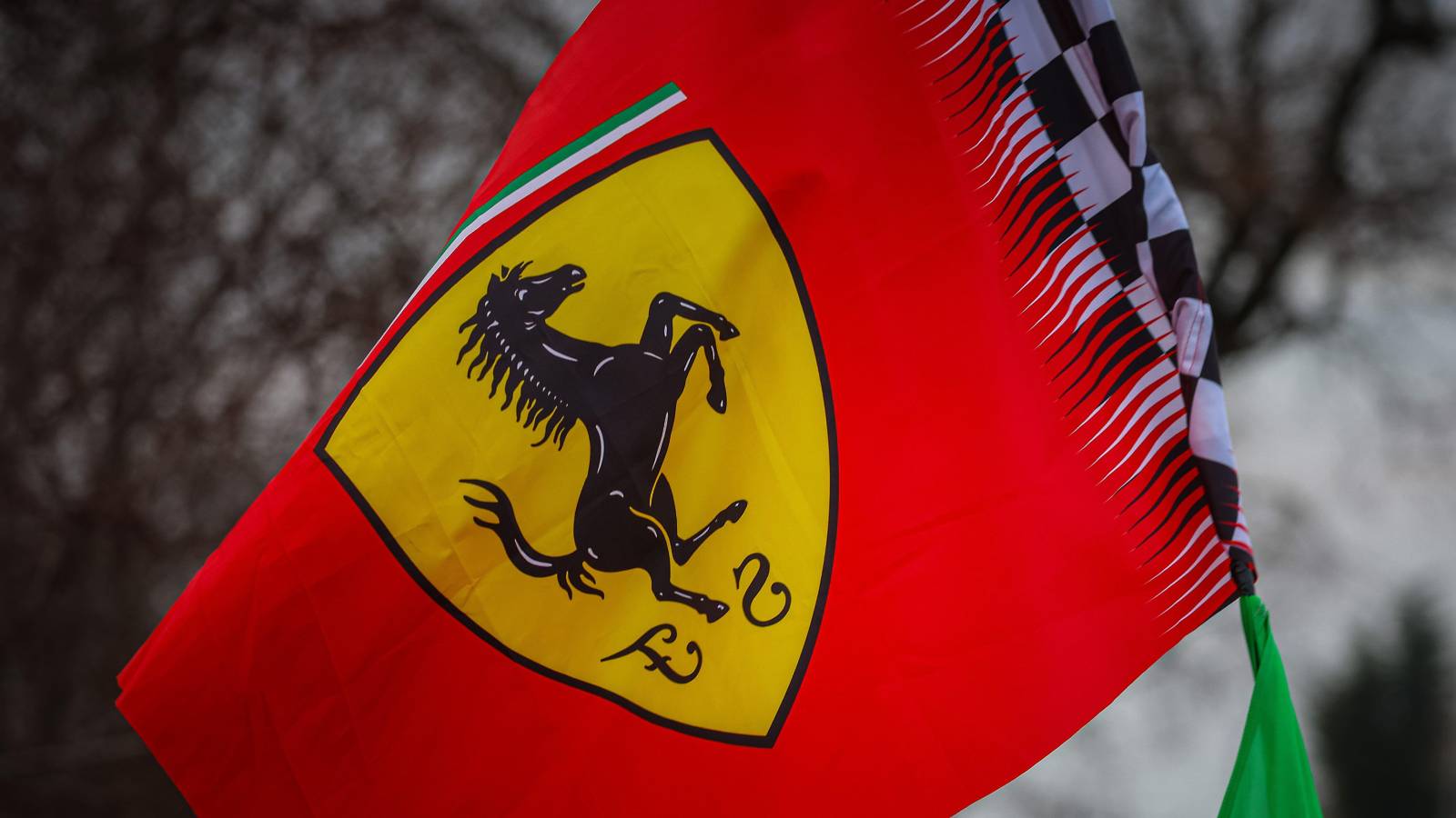 The Ferrari flag flown during an F1 2025 pre-season test at Fiorano