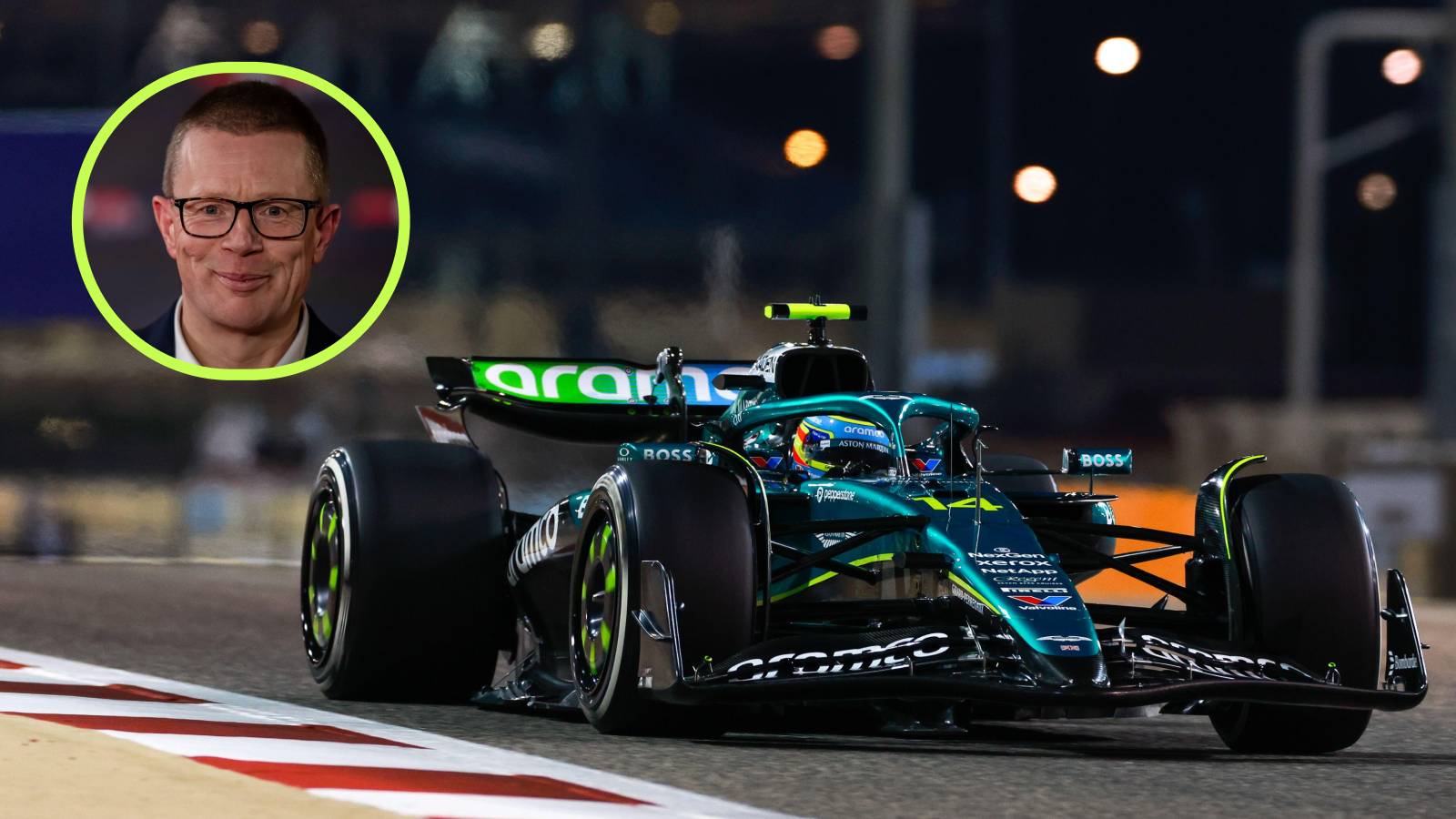 Aston Martin's Fernando Alonso on track at the F1 2025 pre-season test in Bahrain.