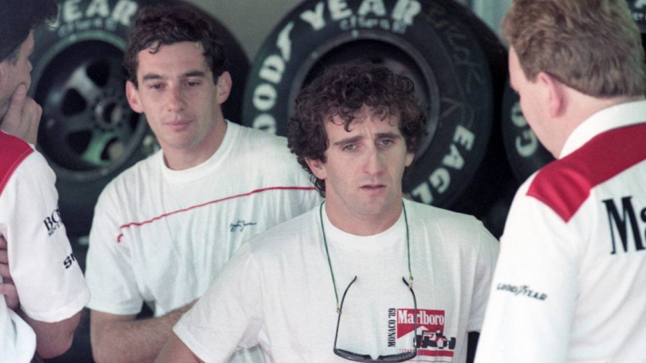 McLaren's Alain Prost and Ayrton Senna pictured together in 1989.
