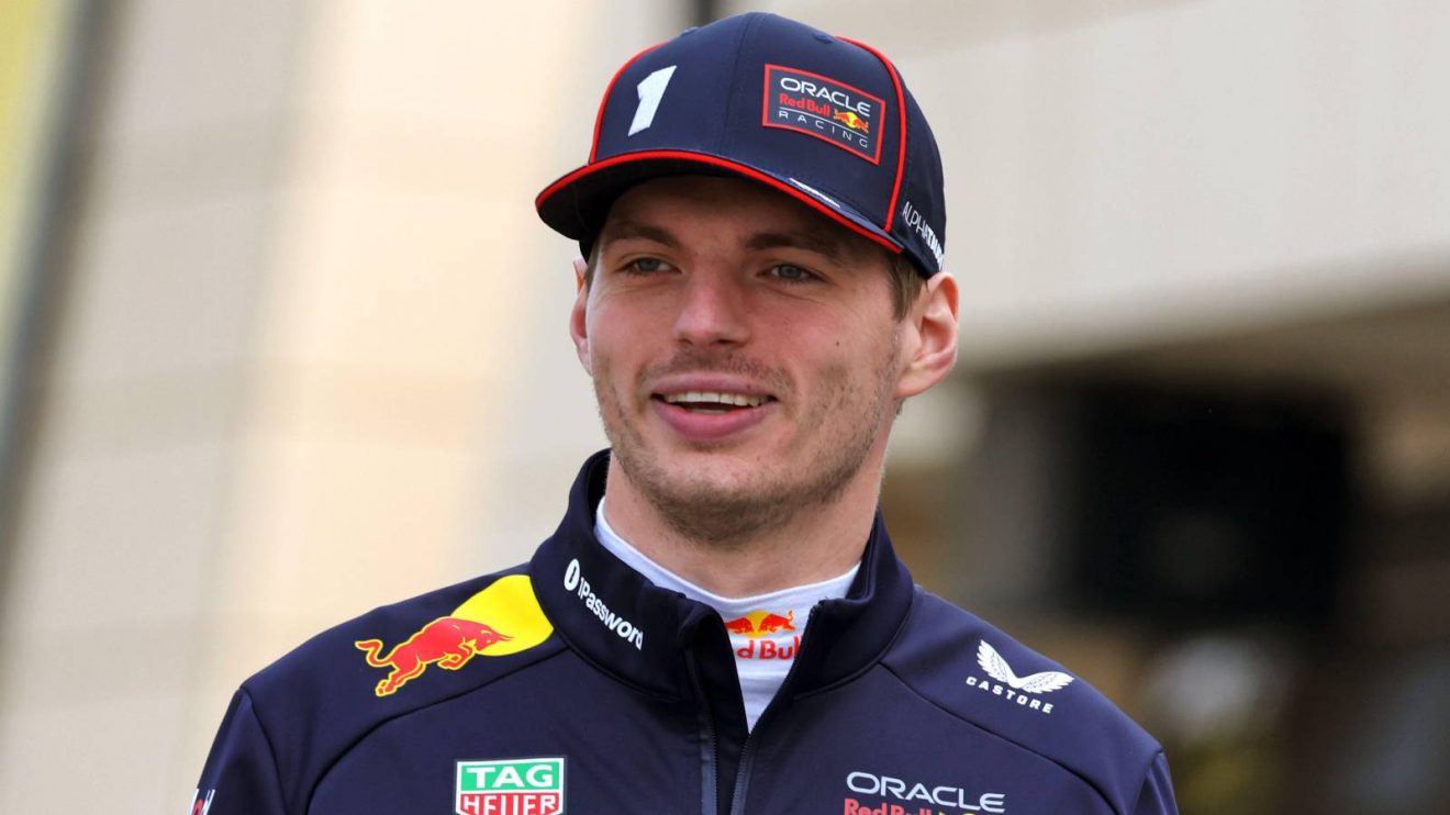 Red Bull's Max Verstappen smiling at Bahrain F1 2025 testing