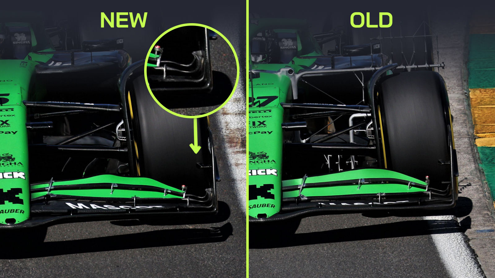 SAUBER C45 FRONT WING COMPARISON