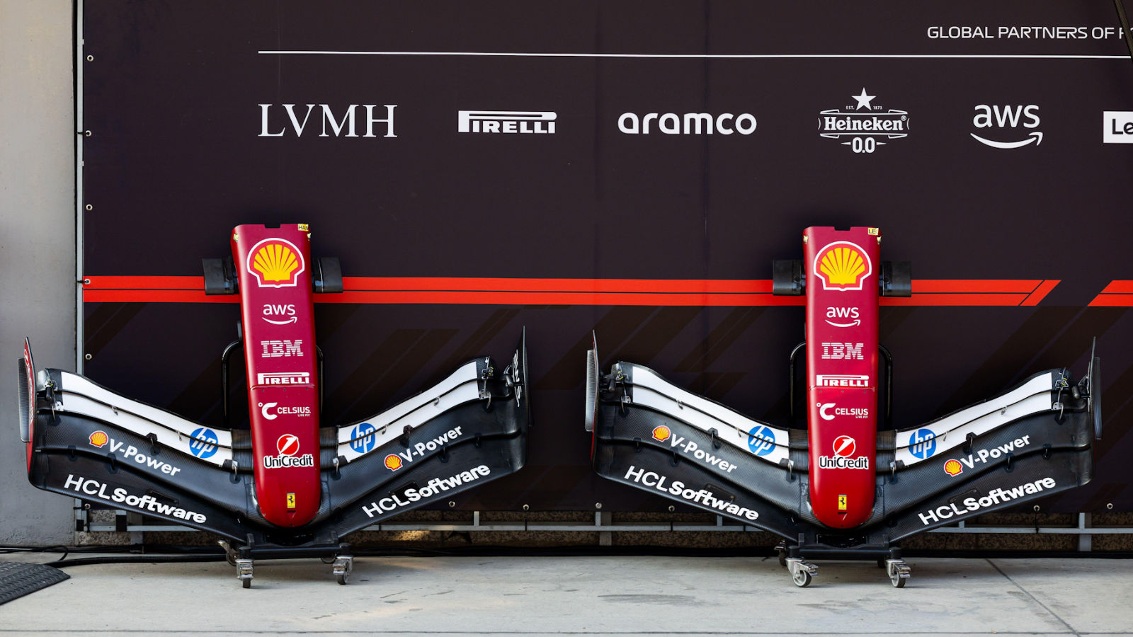 Ferrari SF-25 front wings on the stand