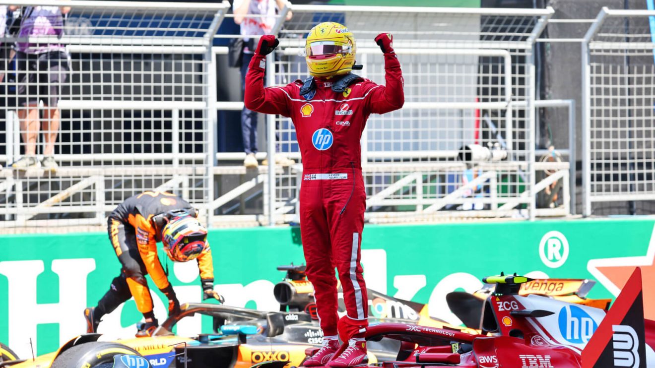 Lewis Hamilton celebrates his victory
