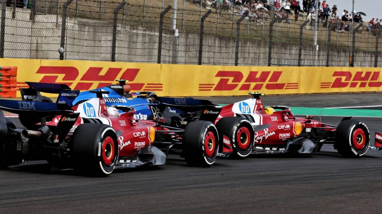Ferrari's Charles Leclerc and Lewis Hamilton battle at the 2025 Chinese Grand Prix