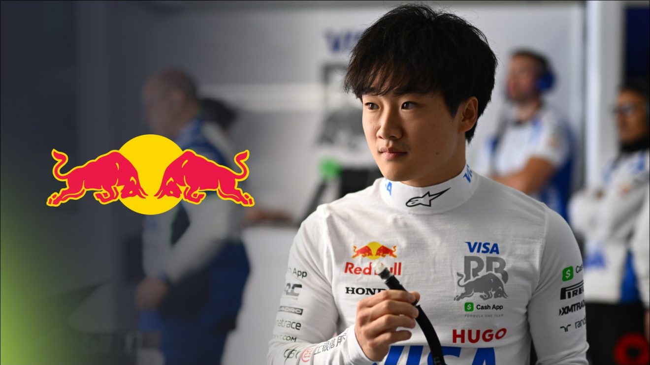 Yuki Tsunoda and the Red Bull logo