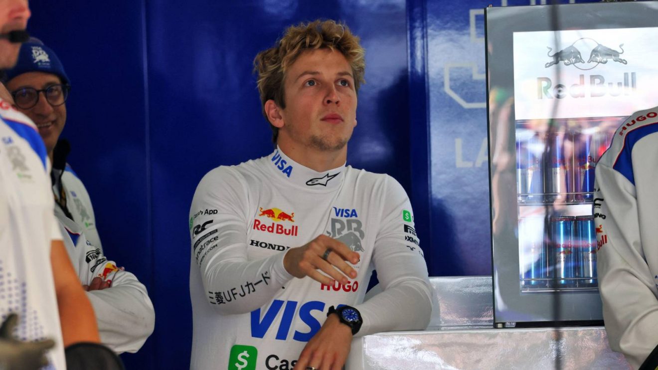 Liam Lawson in the Racing Bulls garage at the 2025 Japanese Grand Prix