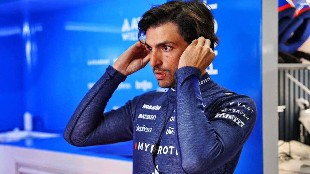 Carlos Sainz in the Williams garage at the 2025 Japanese Grand Prix