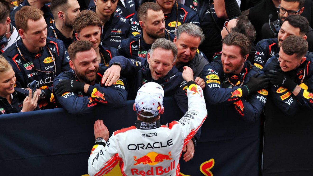 Max Verstappen hugs Christian Horner