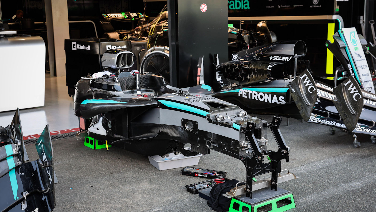 Mercedes W16 chassis outside garage