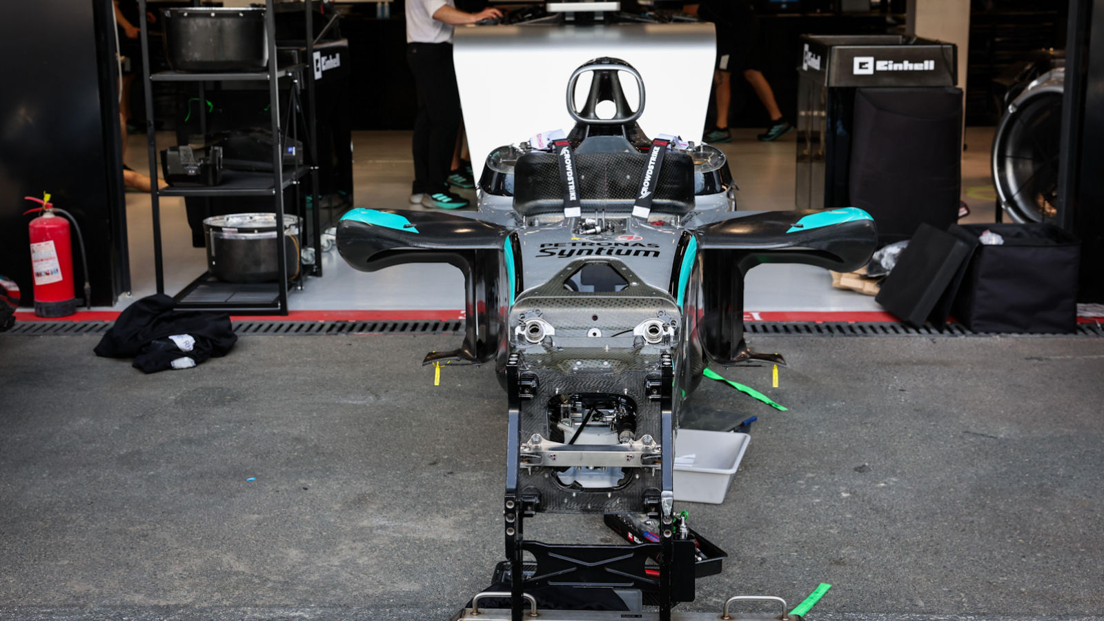Mercedes W16 chassis outside garage