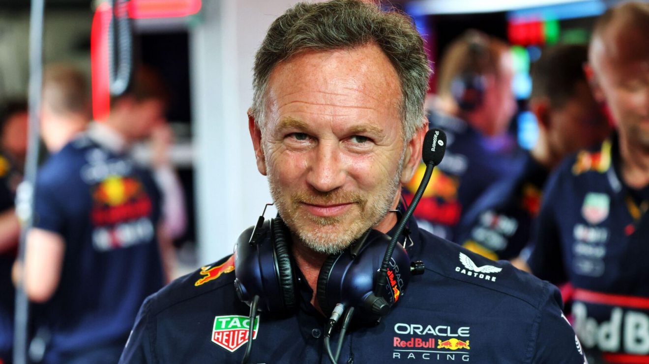Red Bull team principal Christian Horner in the garage at the 2025 Saudi Arabian Grand Prix
