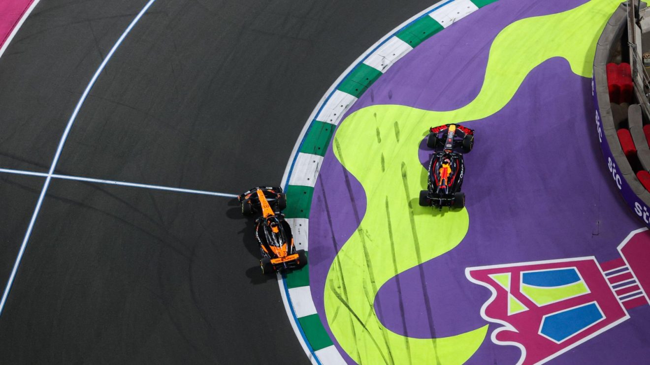 Oscar Piastri and Max Verstappen do battle.