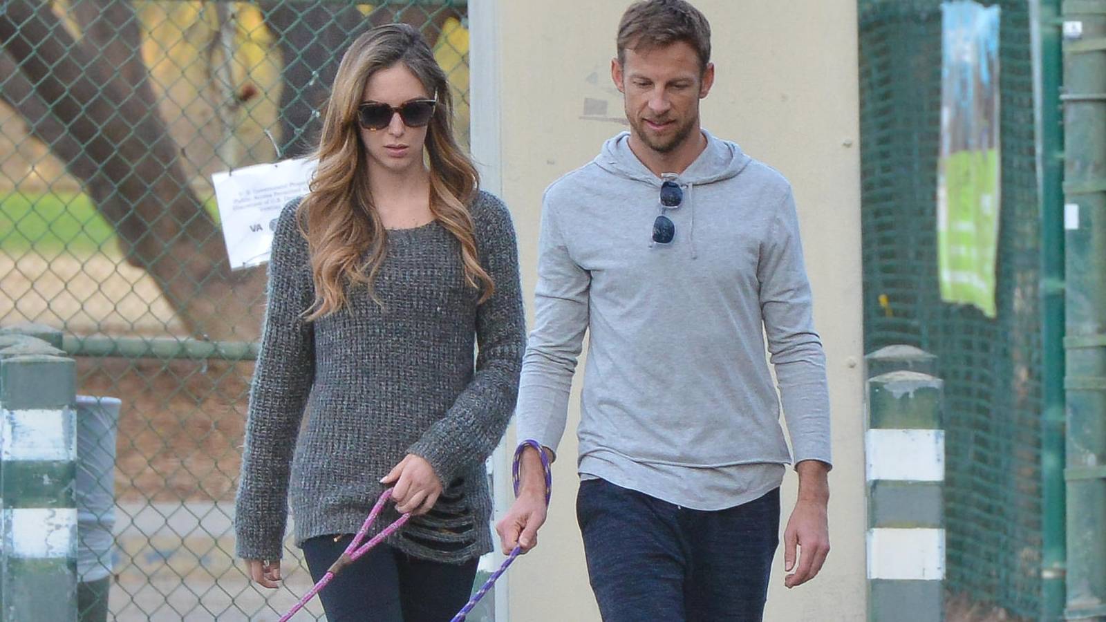 Jenson Button with his girlfriend and future wife Brittny Ward in California