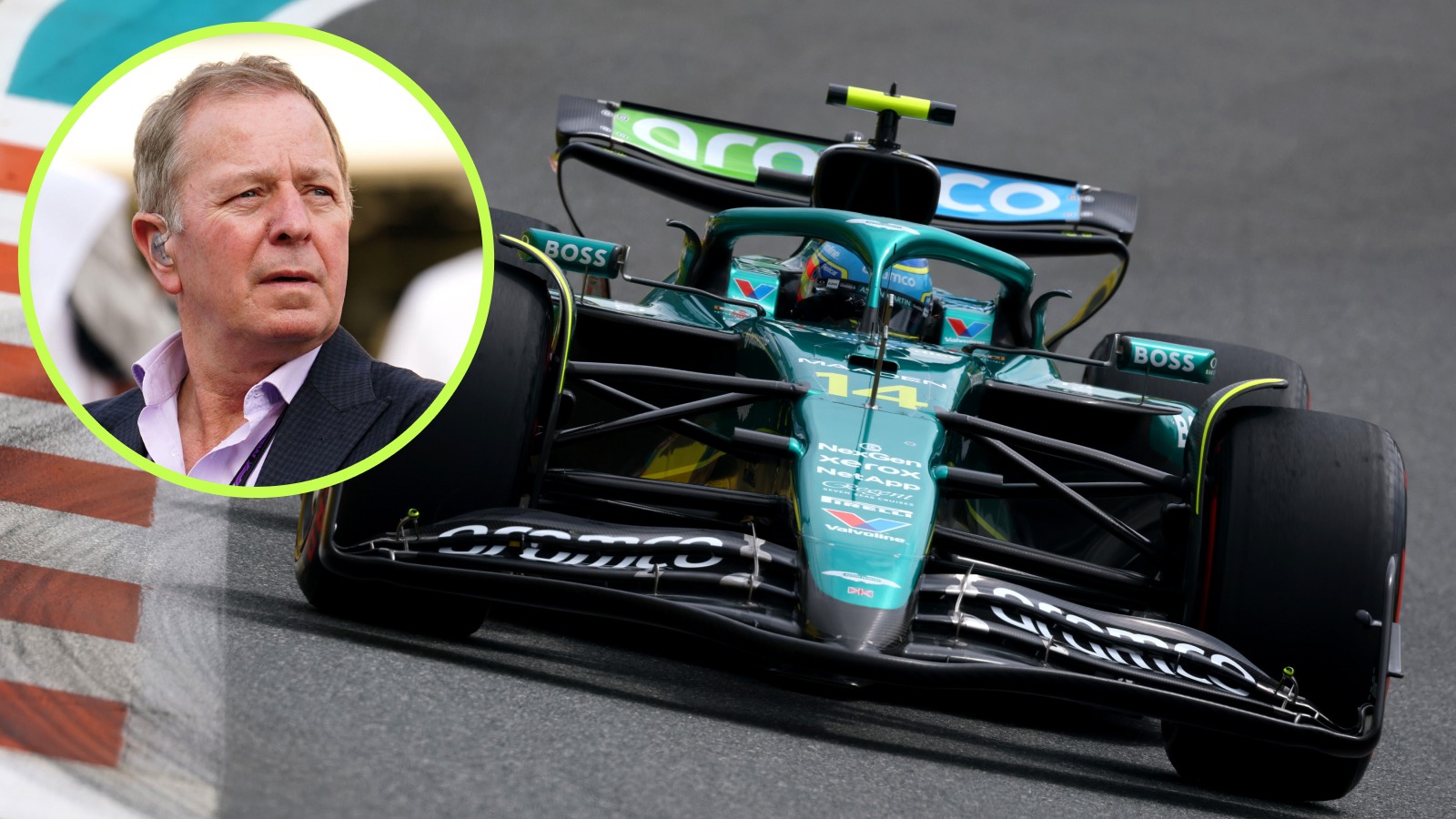 Martin Brundle and the Aston Martin car