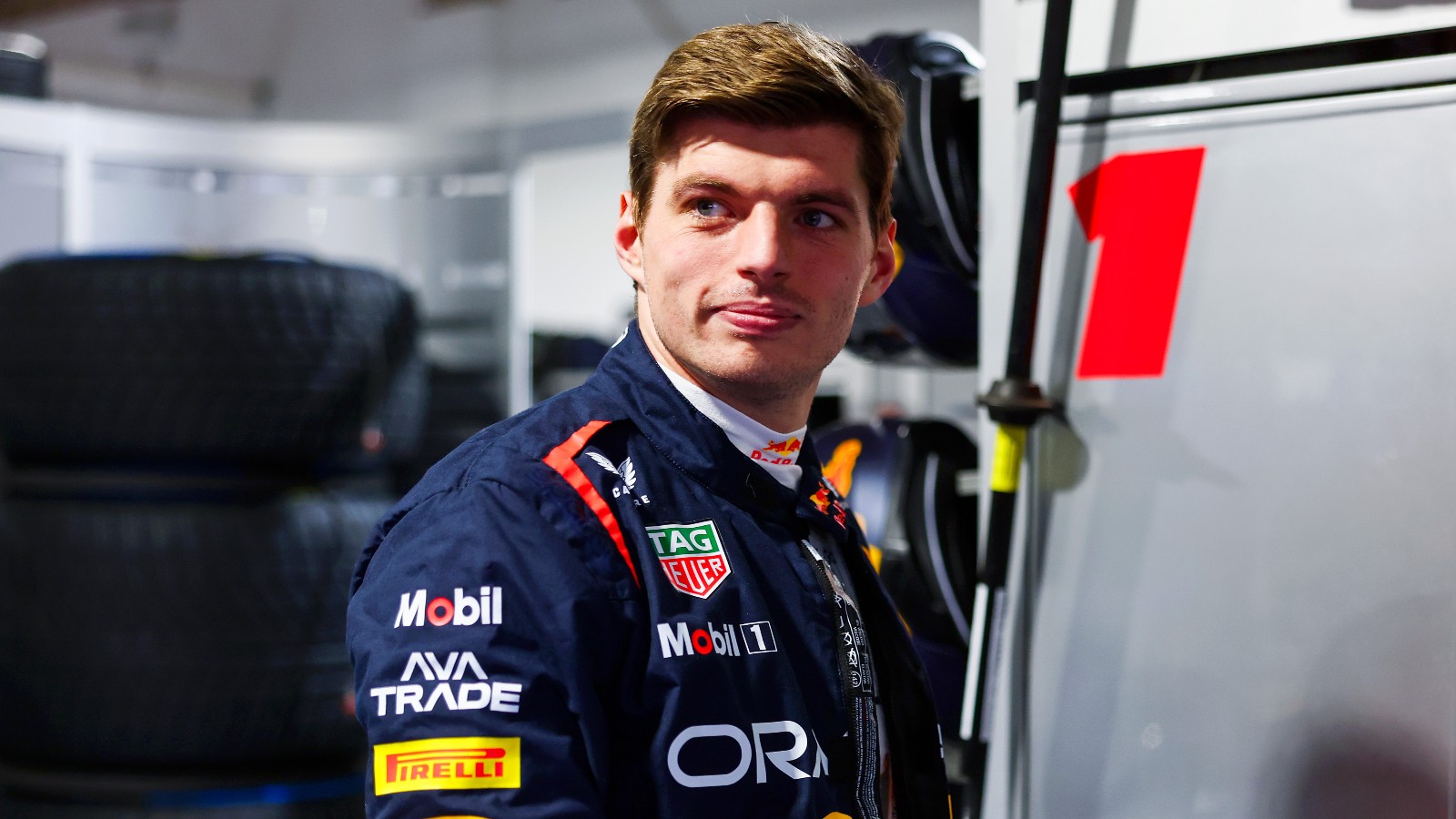 Max Verstappen in the Red Bull garage