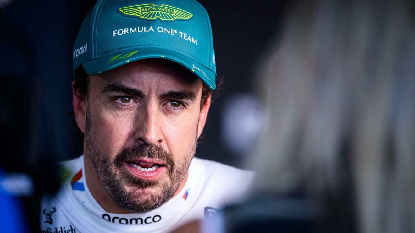 Fernando Alonso speaks to television reporters following the Emilia Romagna Grand Prix.