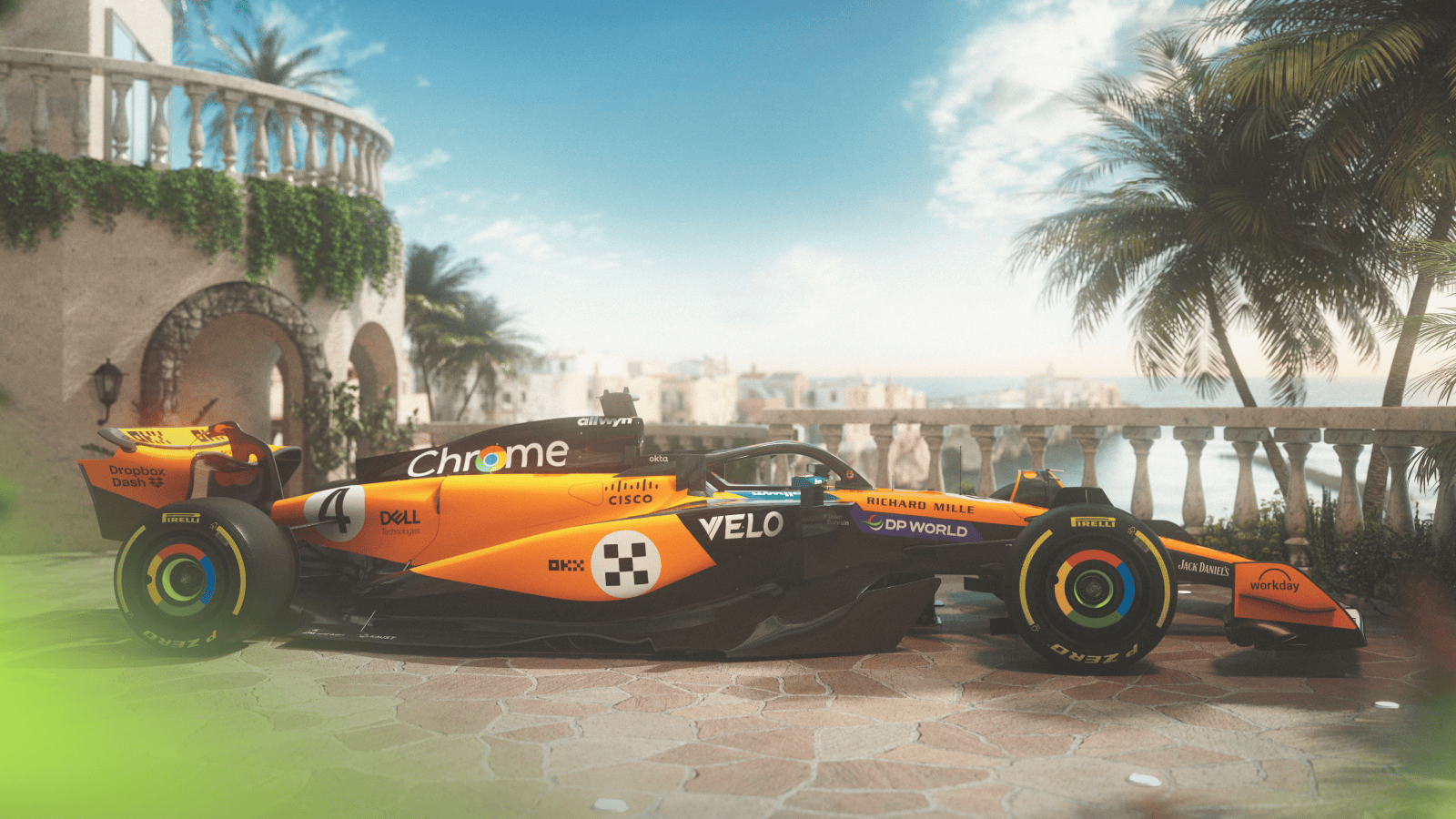 McLaren's special livery in a typical Monaco Grand Prix setting